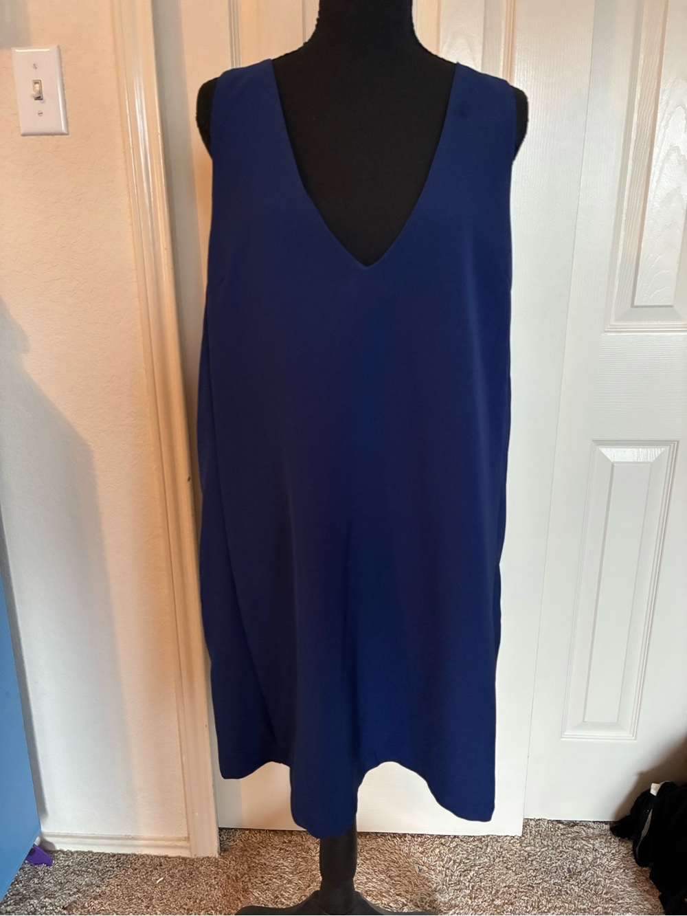 Sleeveless V-Neck Midi Dress in Cobalt Blue
